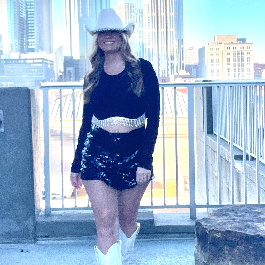 Black Sequence Skort